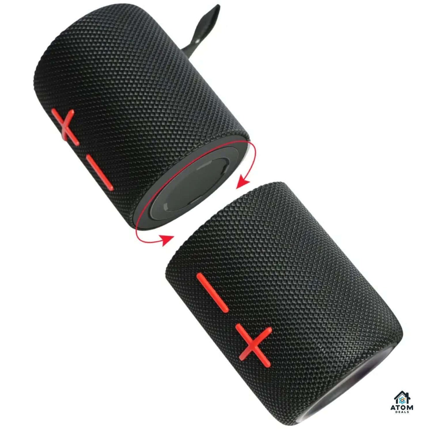 Boxa portabila ATOM Deals®, Bluetooth 5.3, sunet stereo 2x20W, bass puternic, waterproof IPX6, autonomie 20h, baterie 2x4000mAh, LED RGB, TWS, card TF, pentru petreceri, drumetii si exterior, negru