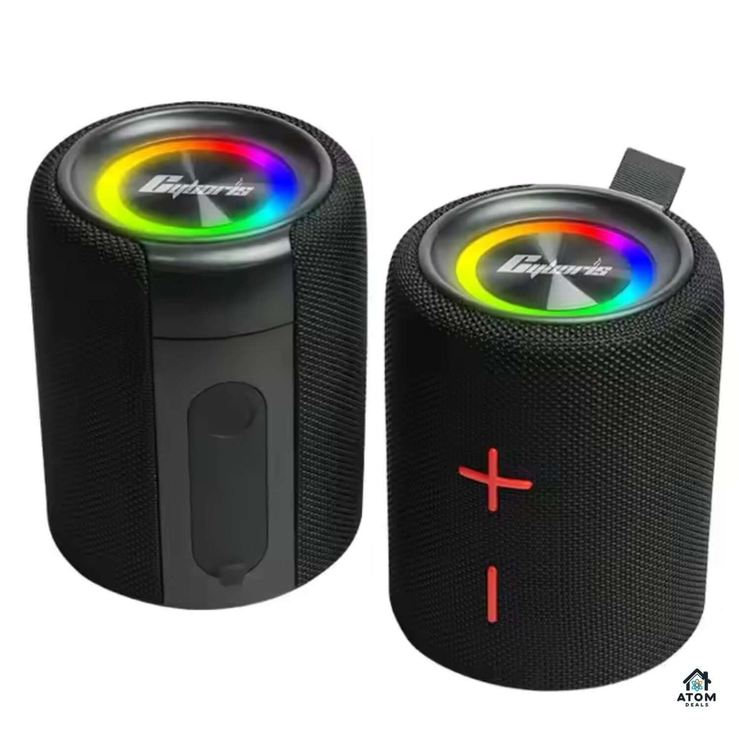 Boxa portabila ATOM Deals®, Bluetooth 5.3, sunet stereo 2x20W, bass puternic, waterproof IPX6, autonomie 20h, baterie 2x4000mAh, LED RGB, TWS, card TF, pentru petreceri, drumetii si exterior, negru