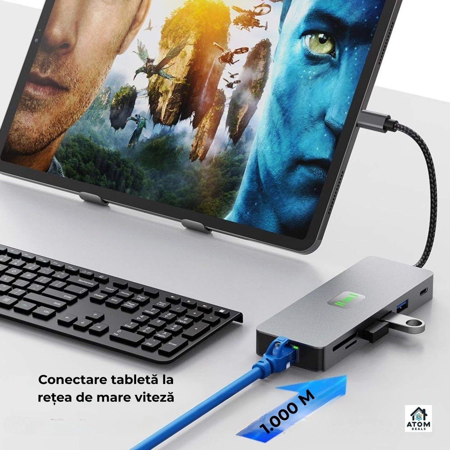 Hub USB-C 11 în 1, HDMI4K60Hz, VGA, USB3.0, PD100W, RJ45, SD TF, audio