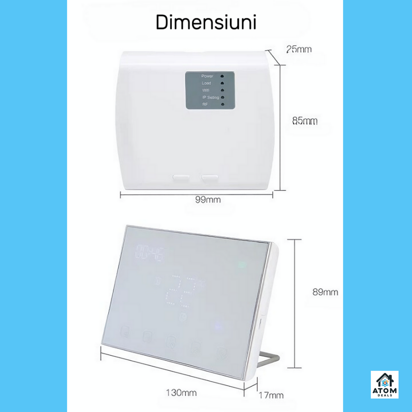 Termostat Smart ATOM DEALS®️, WiFi compatibil Smart Life/Tuya, centrale gaz, touchscreen