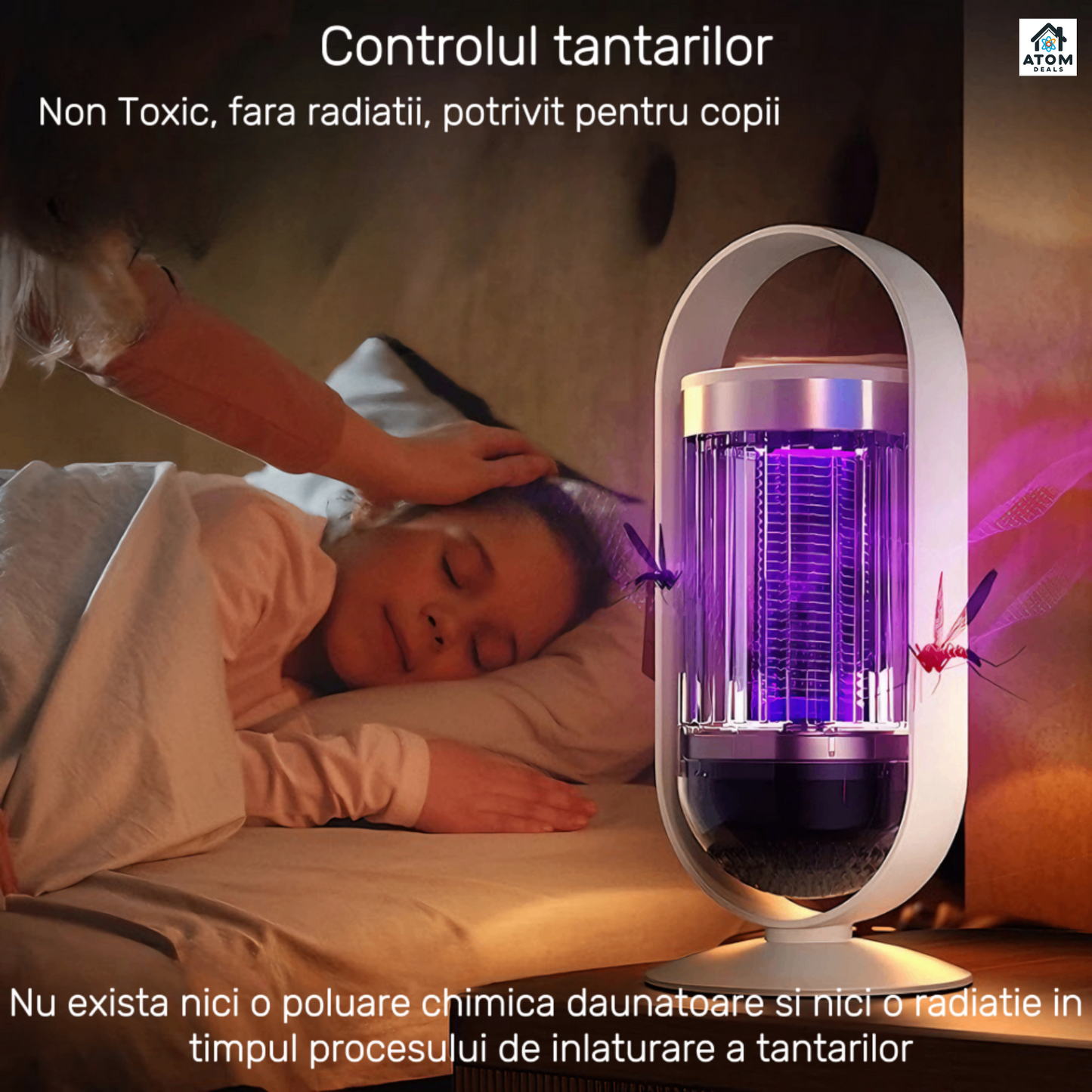 Lampa anti insecte ATOM DEALS aparat anti tantari potrivit pentru camere de pana la 60mp