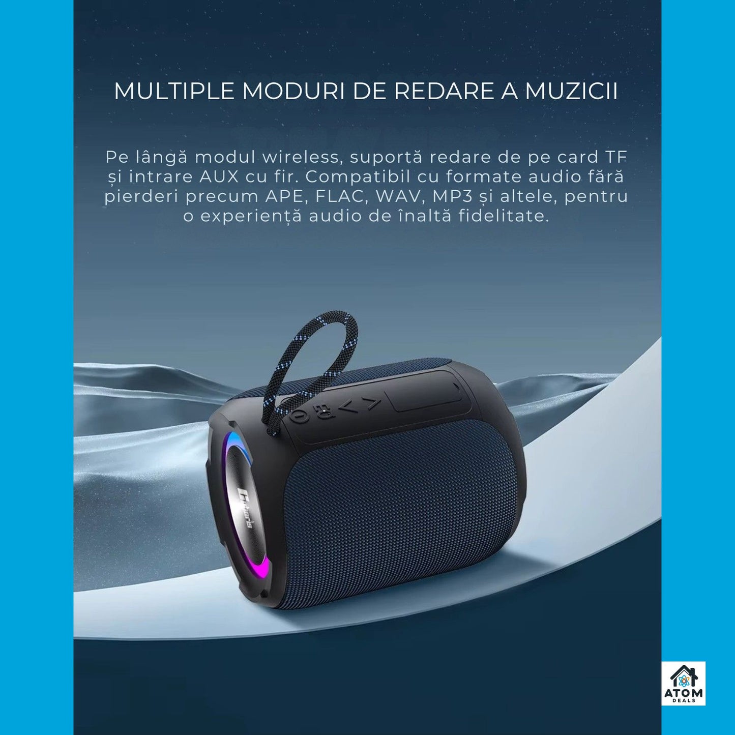 Boxa portabila 40W waterproof IPX7, Bluetooth, LED RGB, 10h