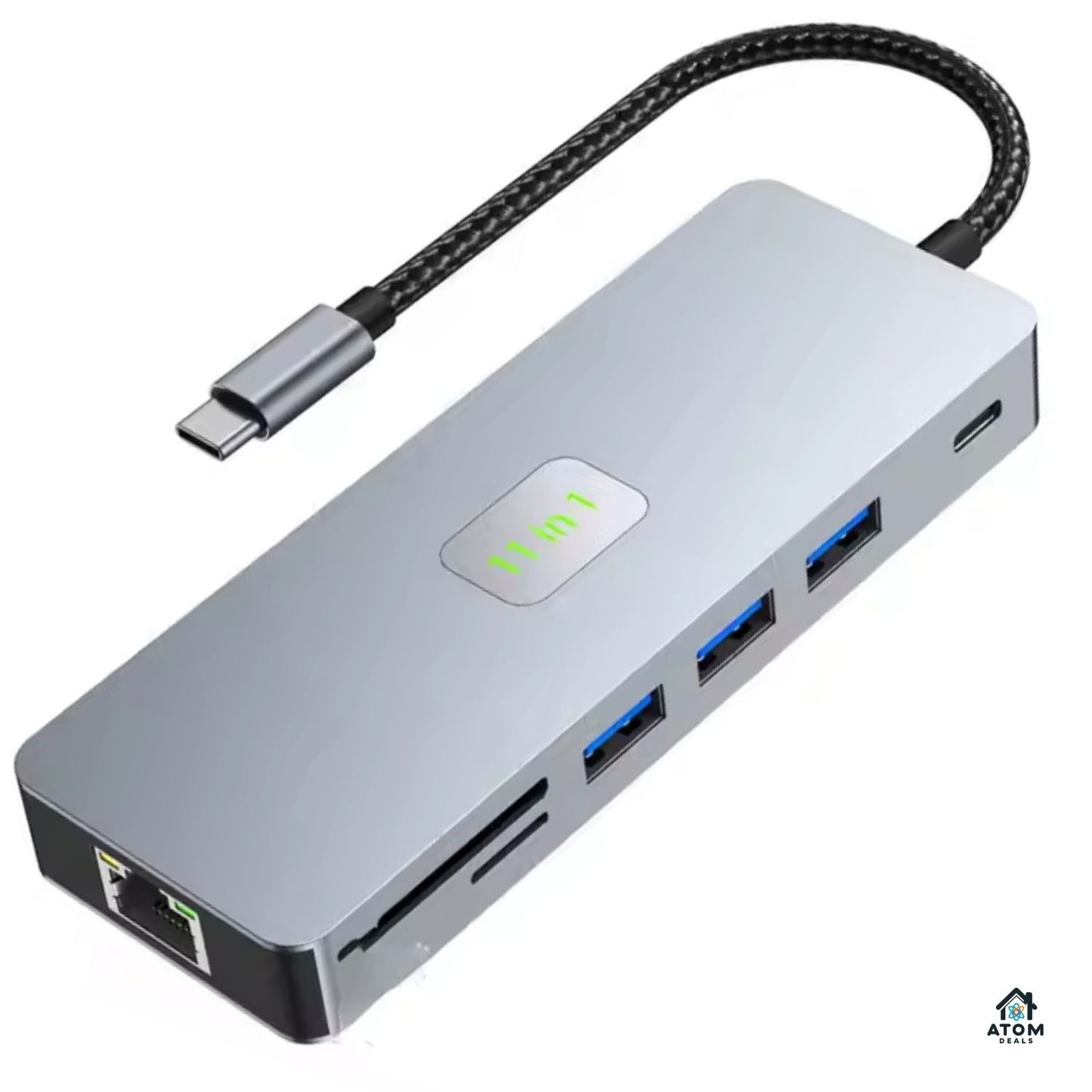 Hub USB-C 11 în 1, HDMI4K60Hz, VGA, USB3.0, PD100W, RJ45, SD TF, audio