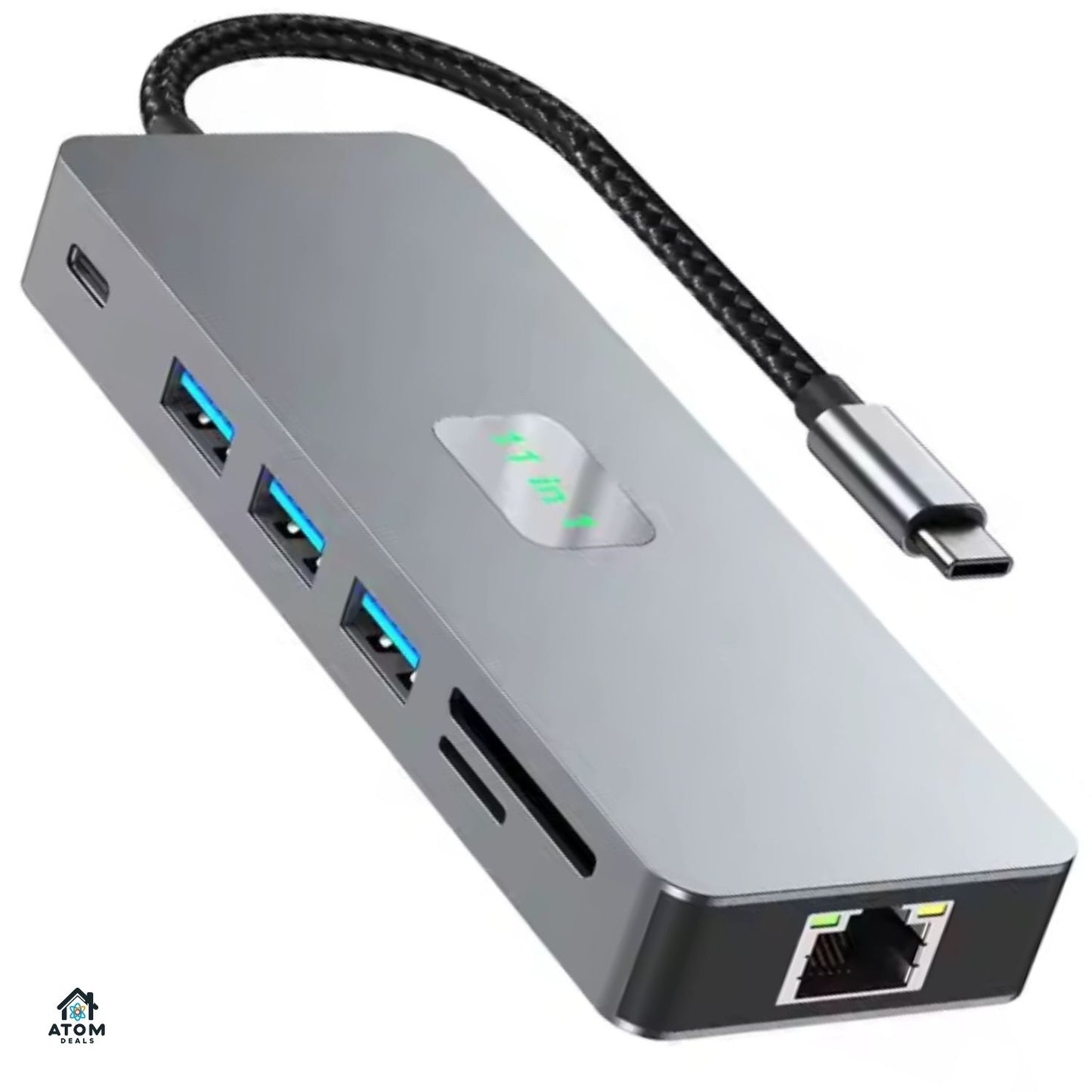 Hub USB-C 11 în 1, HDMI4K60Hz, VGA, USB3.0, PD100W, RJ45, SD TF, audio