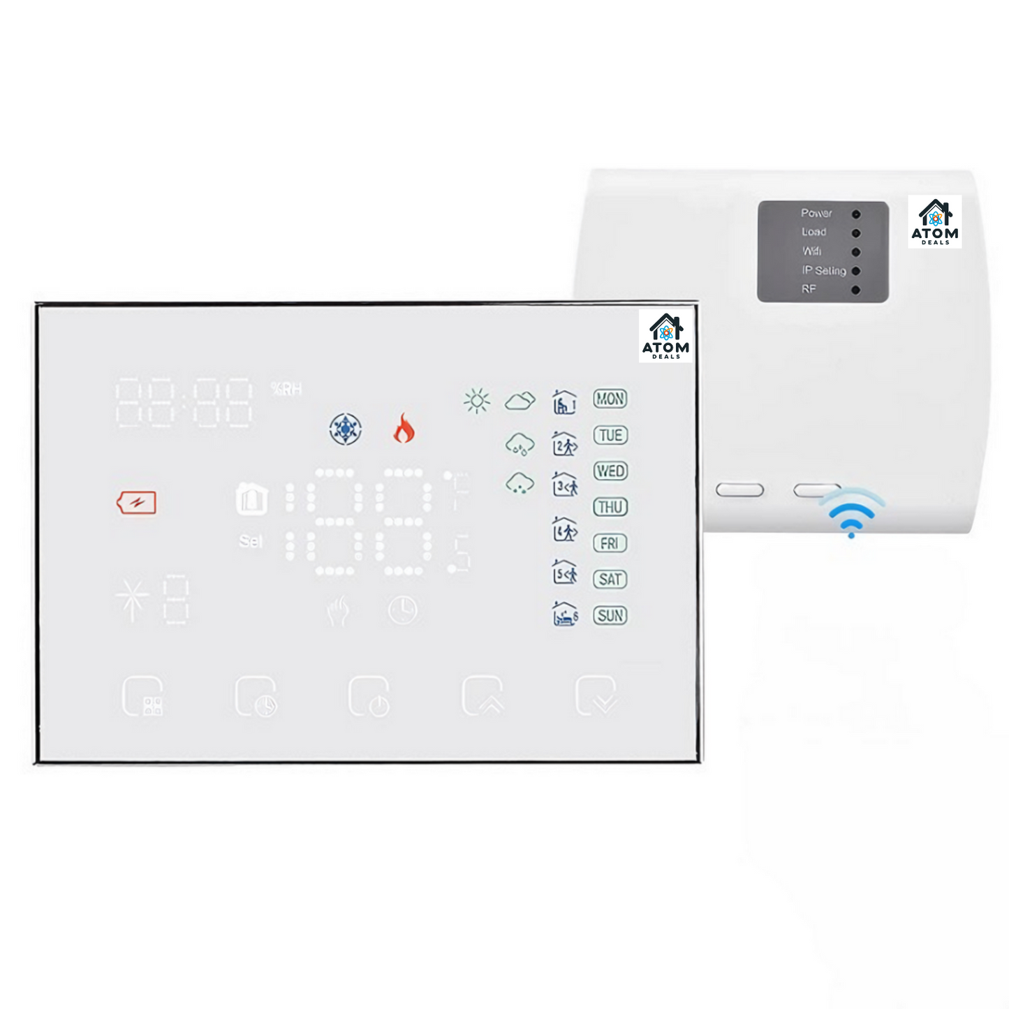 Termostat Smart ATOM DEALS®️, WiFi compatibil Smart Life/Tuya, centrale gaz, touchscreen