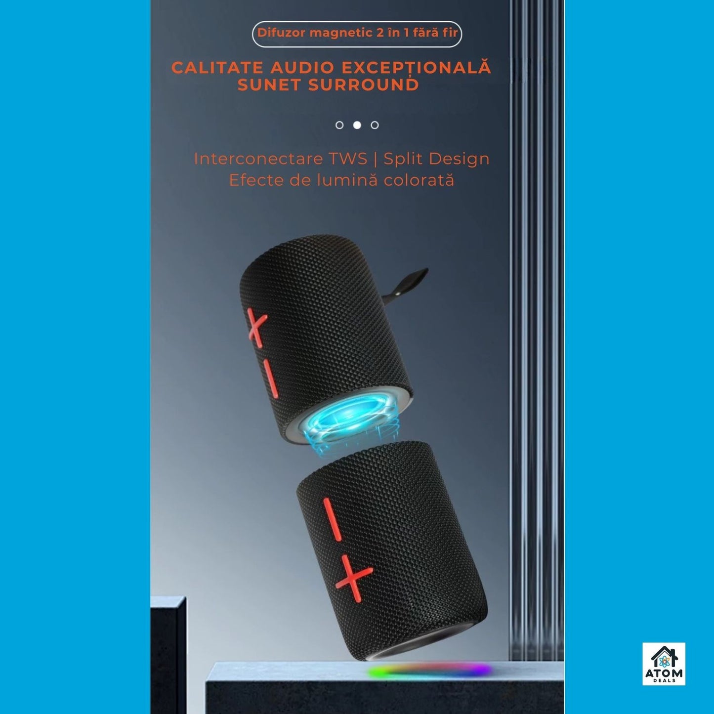 Boxa portabila 20W, waterproof IPX6, Bluetooth 5.3, 15h autonomie