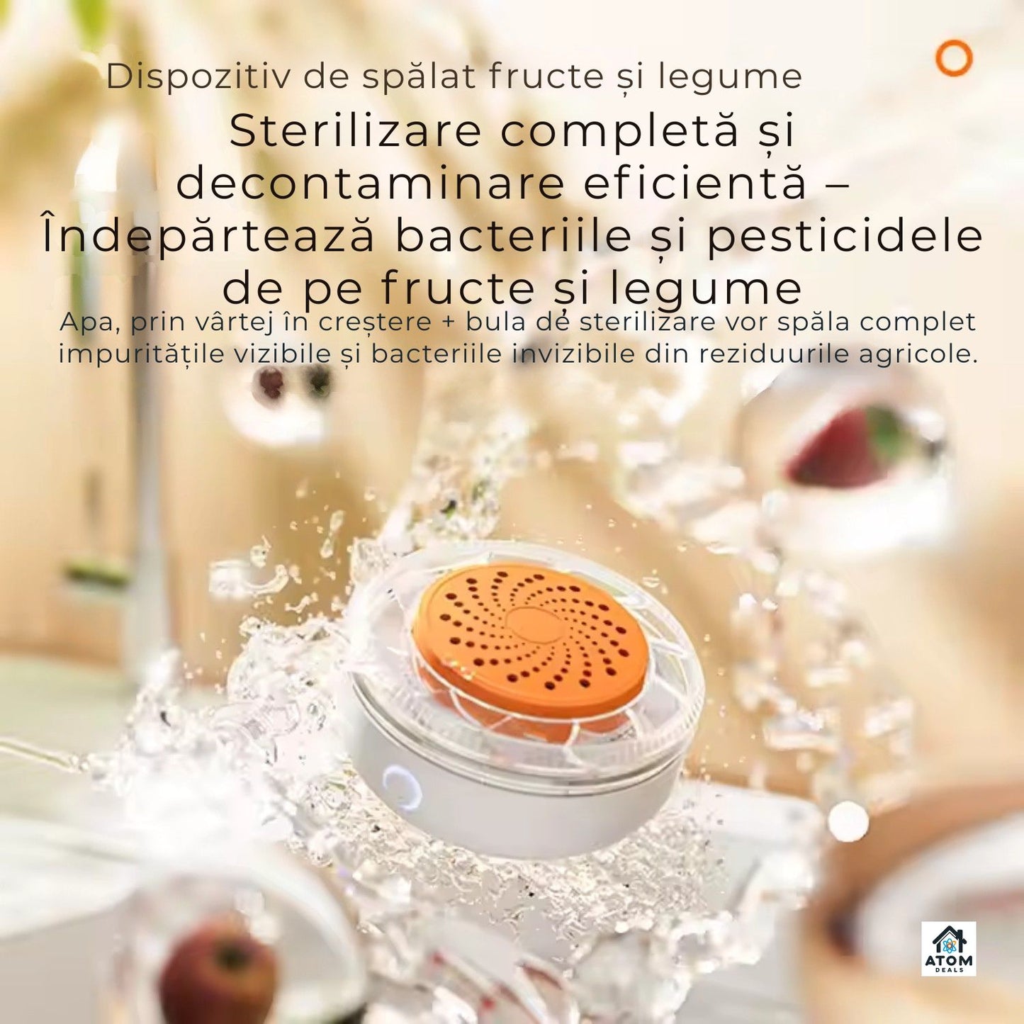 Purificator alimente, ioni activi, portabil, IPX 7, încărcare wireless