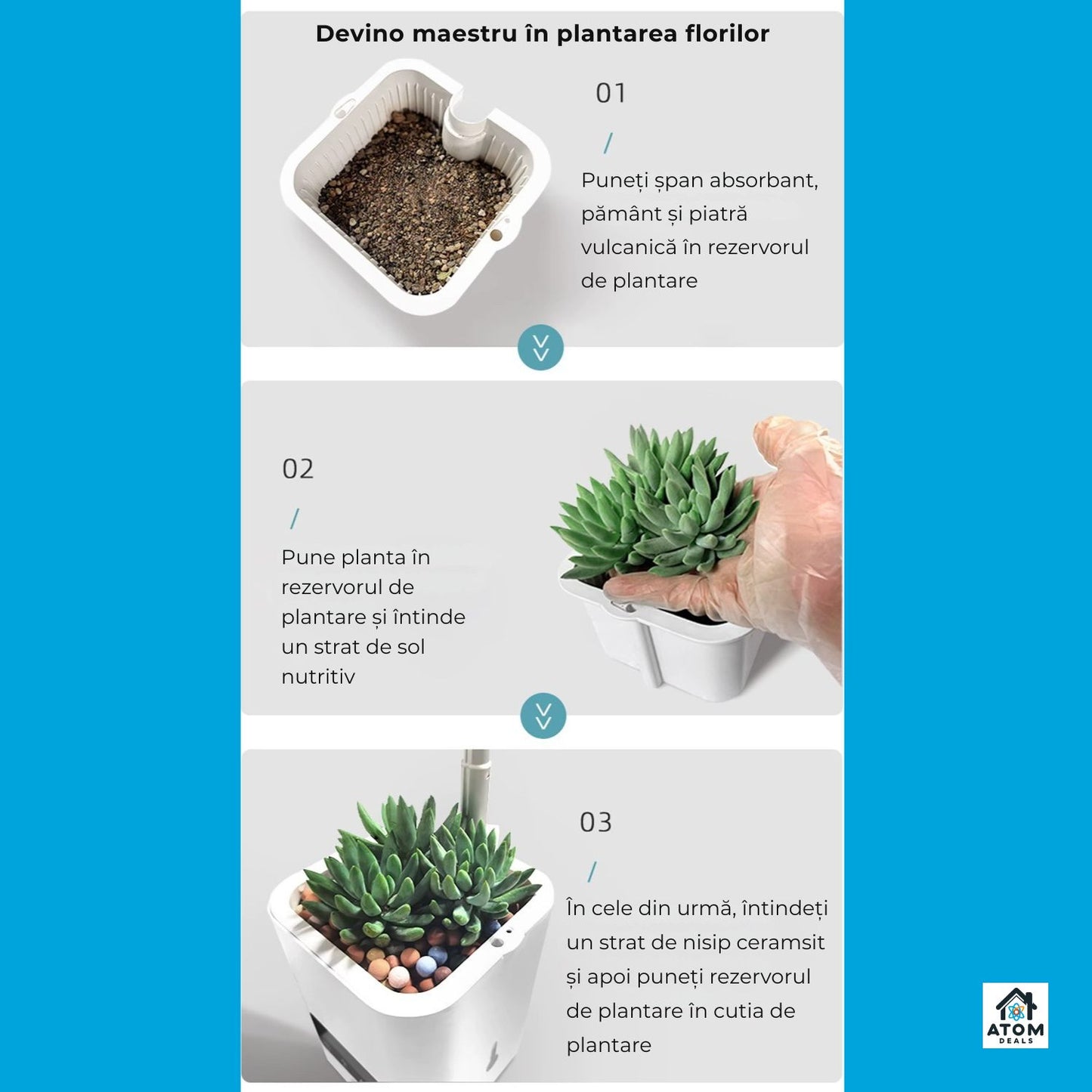 Lampa LED, ghiveci inteligent ATOM Deals® cu sistem de crestere hidroponica, pentru plante si birou, umidificator, purificator, ioni negativi, difuzor Bluetooth, ceas digital, culoare maro lemn