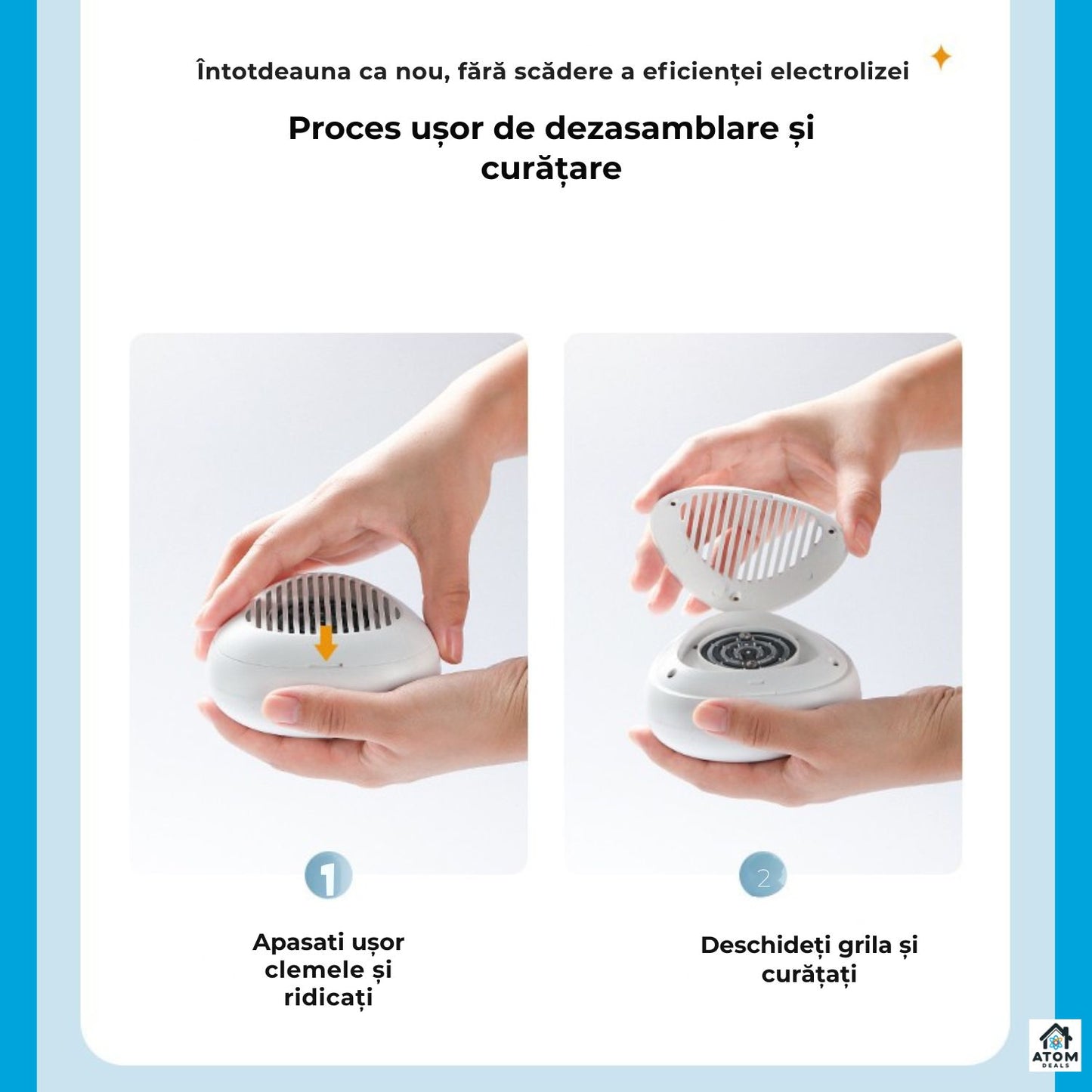 Purificator alimente ioni activi ATOM Deals®, USB, IPX7, fără chimicale