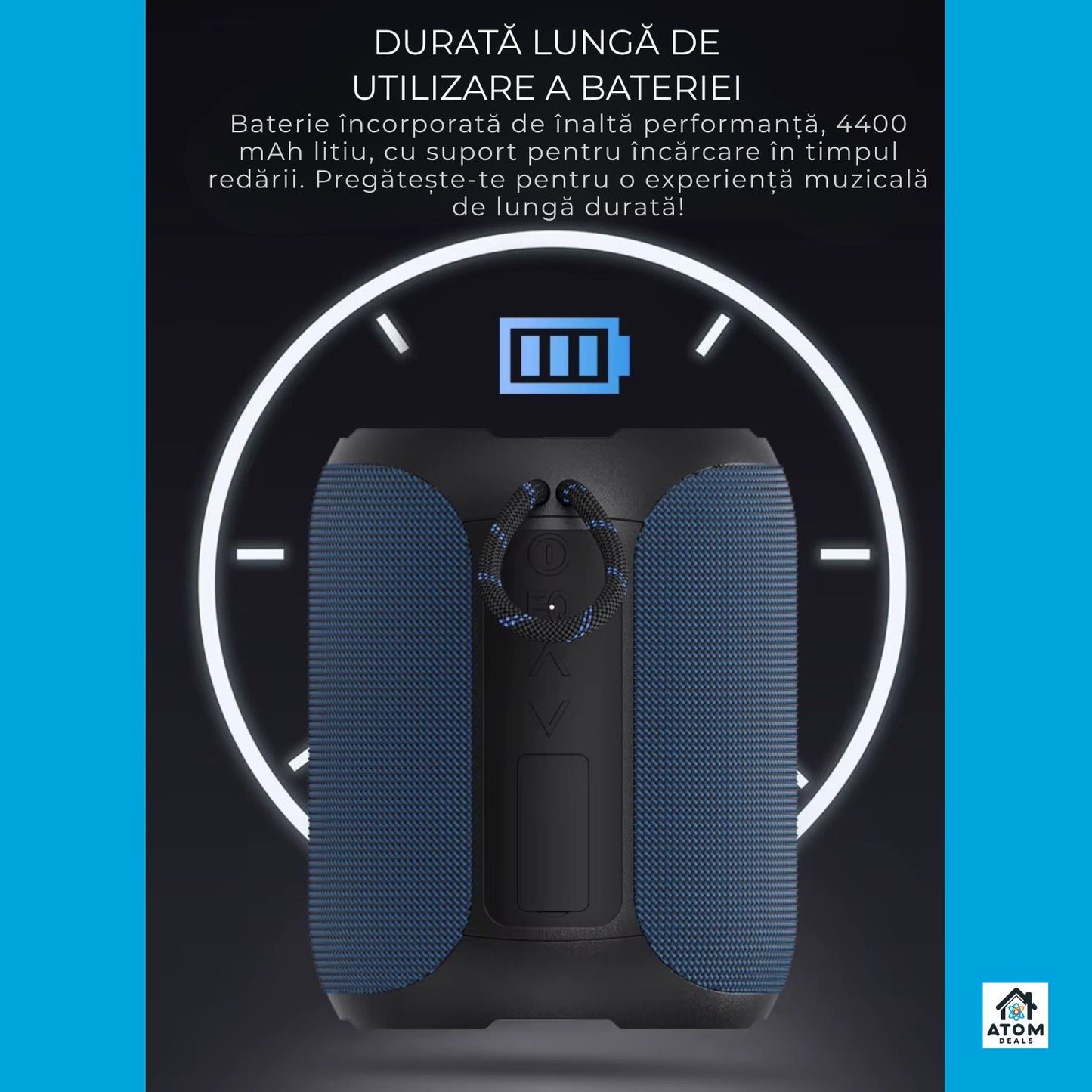 Boxa portabila 40W waterproof IPX7, Bluetooth, LED RGB, 10h