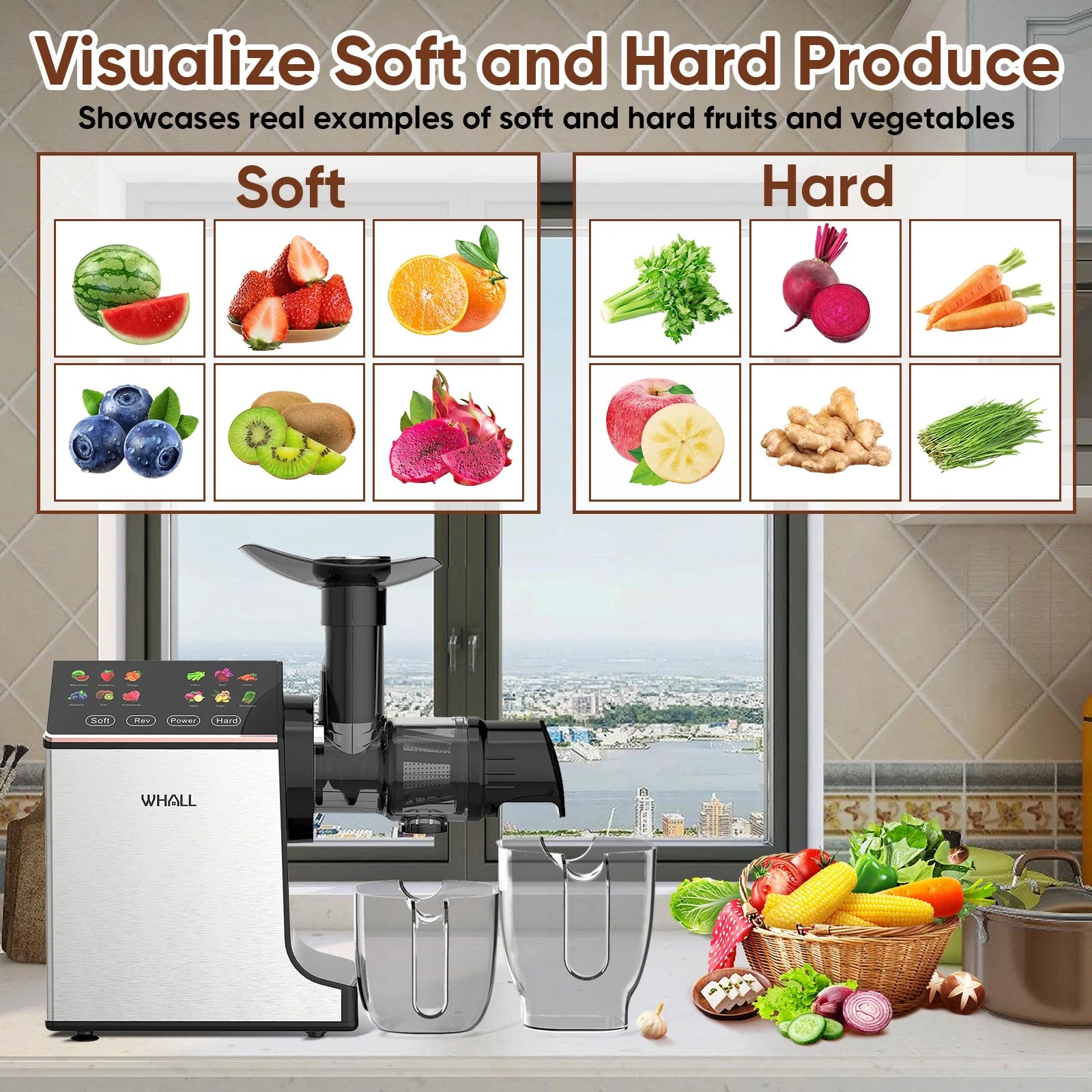 ® Slow Masticating Juicer - Cold Press Juicer Machine with Touchscreen, Reverse Function, Soft & Hard Models, Quiet Motor