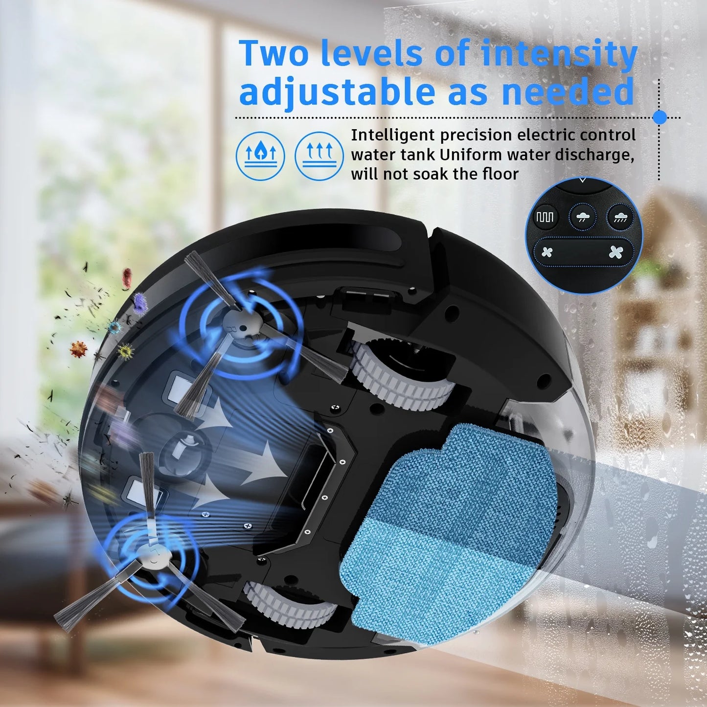 Robot Vacuum Cleaner, 2 in 1 Robot Vacuum and Mop Combo, with WIFI Connection for Pet Hair, Hard Floor