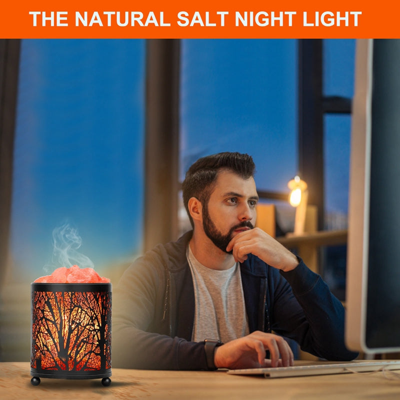 Forest Iron Night Light Crystal Salt Lamp: Illuminate with Nature's Glow