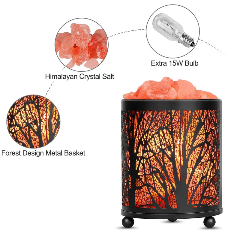 Forest Iron Night Light Crystal Salt Lamp: Illuminate with Nature's Glow