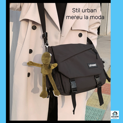 Geantă unisex Lipano – impermeabilă, 29x10x25 cm, stil coreean, buzunare multiple