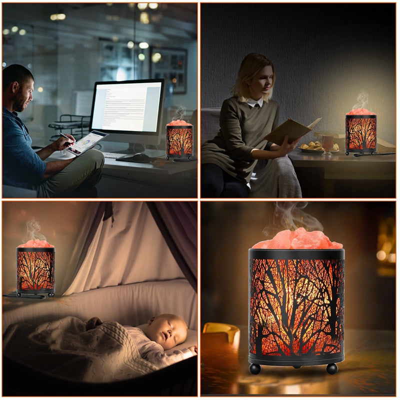 Forest Iron Night Light Crystal Salt Lamp: Illuminate with Nature's Glow