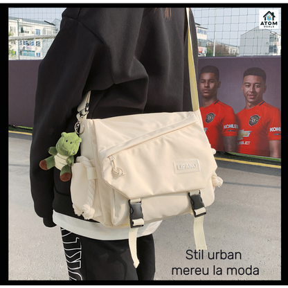Geantă unisex Lipano – impermeabilă, 29x10x25 cm, stil coreean, buzunare multiple
