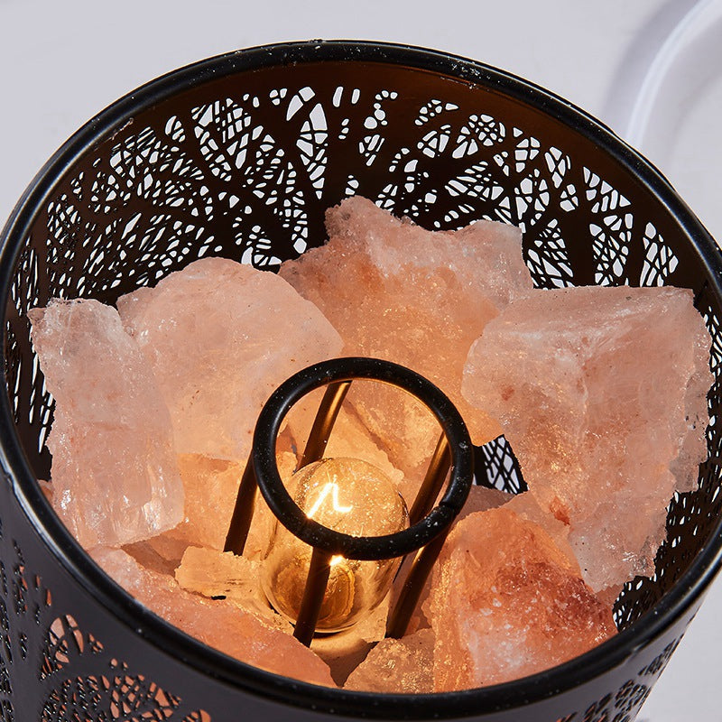 Forest Iron Night Light Crystal Salt Lamp: Illuminate with Nature's Glow