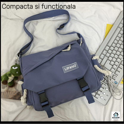 Geantă unisex Lipano – impermeabilă, 29x10x25 cm, stil coreean, buzunare multiple