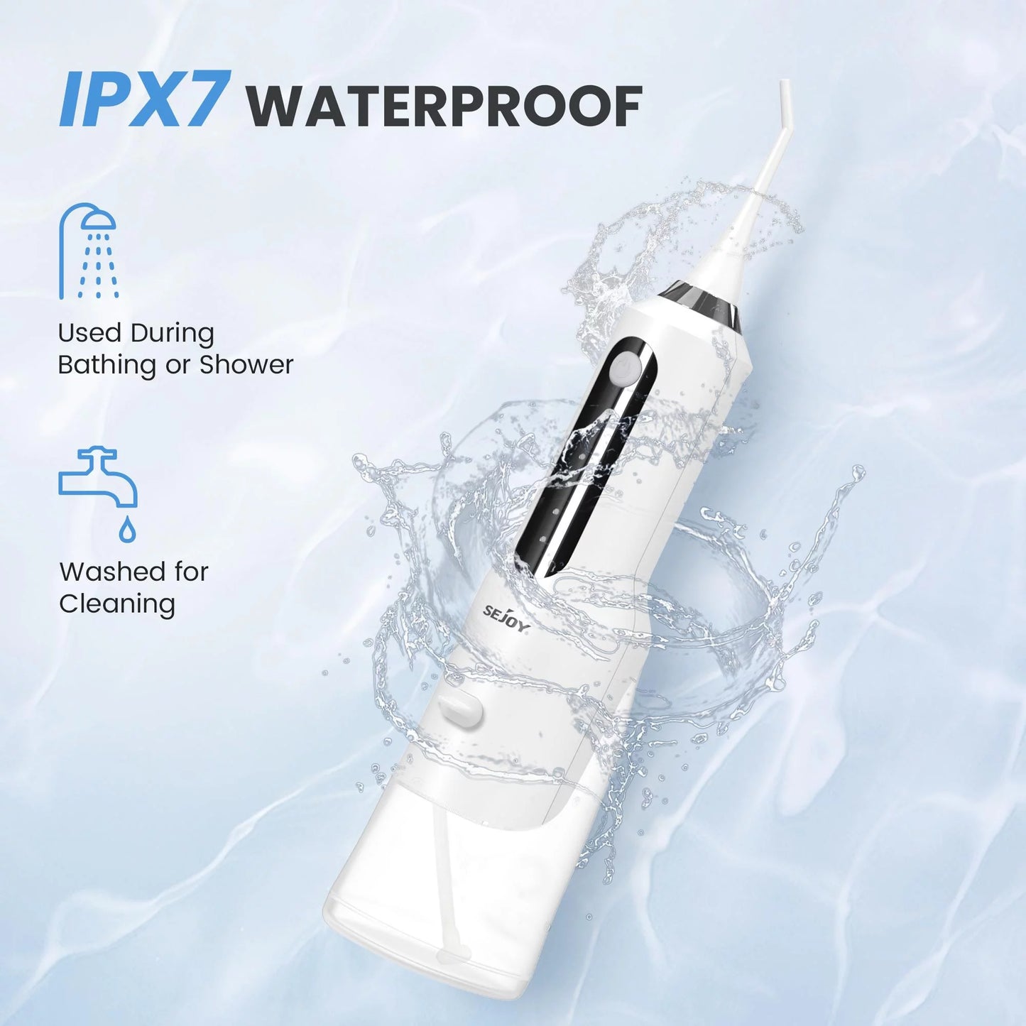 Cordless Water Flosser Dental Teeth Cleaner, Professional 270ML Tank USB Rechargeable Dental Oral Irrigator for Home and Travel, 5 Modes 5 Jet Tips, IPX7 Waterproof, Easy-To-Clean,White