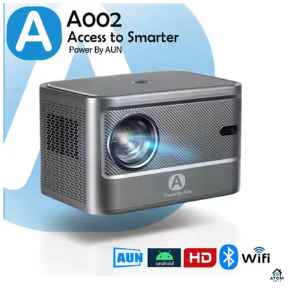 Mini proiector ATOM DEALS®️, LED HD 720P, 4200 lumeni, Android 9, portabil, sunet