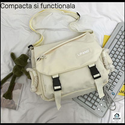 Geantă unisex Lipano – impermeabilă, 29x10x25 cm, stil coreean, buzunare multiple