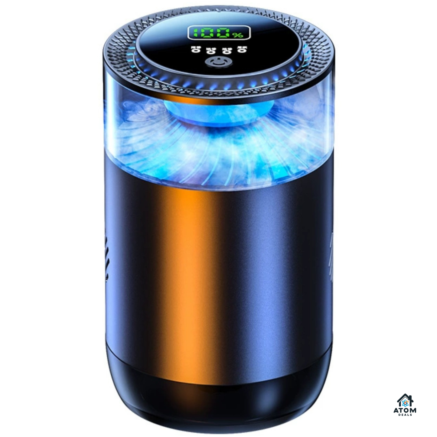 Odorizant auto premium negru, difuzor aromaterapie fara apa ATOM Deals®, reincarcabil type-C, LED ambient, super silentios, design metalic luxury 10 ml