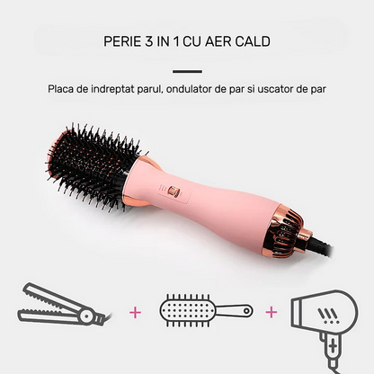 Perie electrică 3 în 1 indreaptă, ondulează, usucă, 1000W, ceramic, ioni
