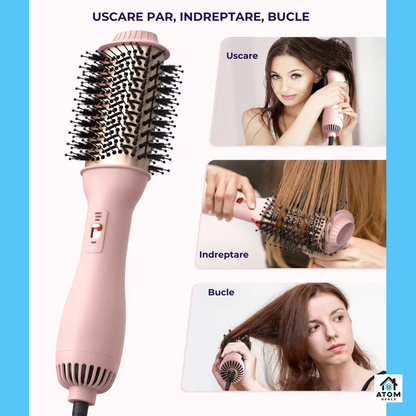 Perie electrică 3 în 1 indreaptă, ondulează, usucă, 1000W, ceramic, ioni