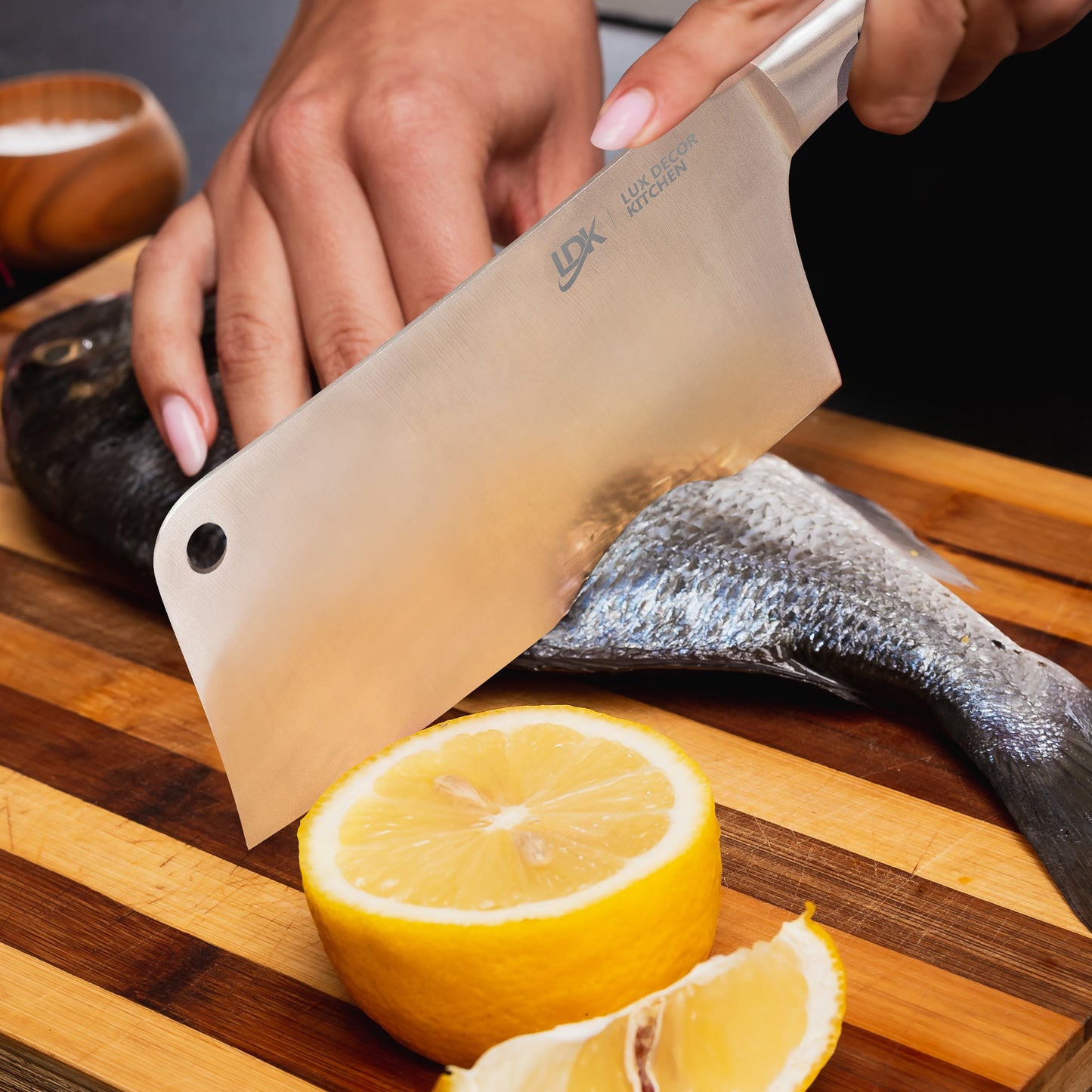 Lux Decor Kitchen Butcher Knife Stainless Steel - 7 Inch Multi Purpose Best for Home Kitchen and Restaurants Chef Knife Heavy Duty Chopper Meat Cleaver