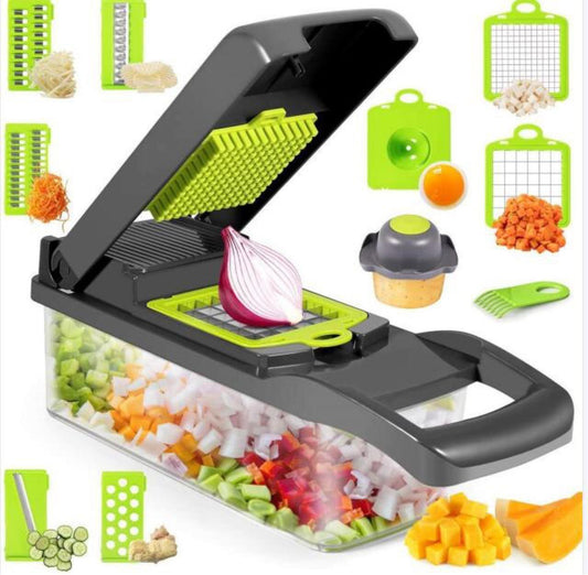 Versatile kitchen gadget - 12-in-1 Chopper: Effortlessly cut, chop, and slice various vegetables