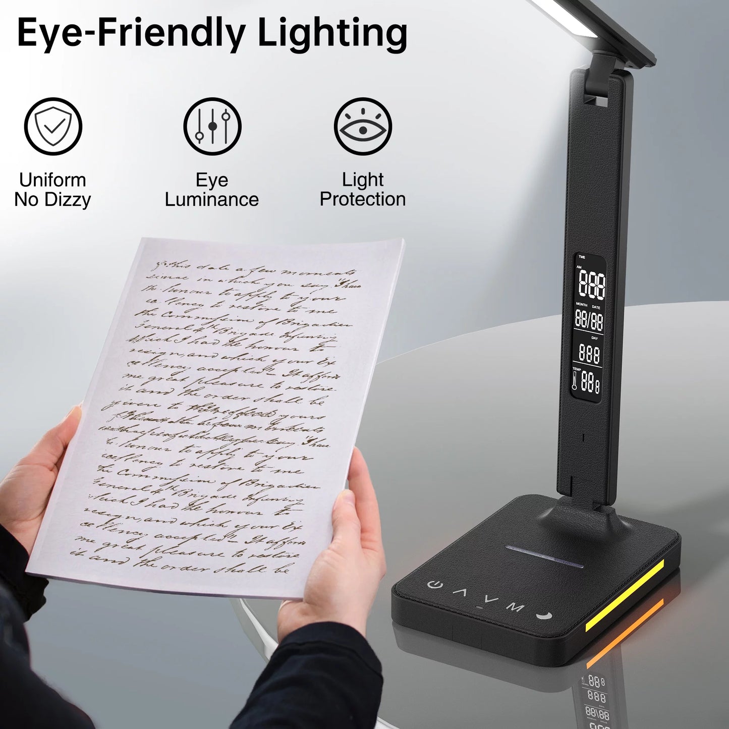 Desk Lamp, LED Desk Light with Wireless Charger, Dimmable Eye-Protecting Smart Lamp with Night Light, Kids for Study Reading