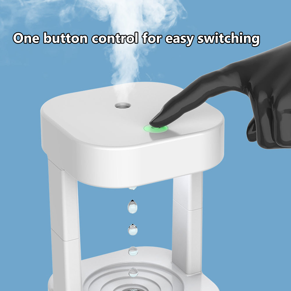 Anti-gravity water drop humidifier for quiet home & office comfort