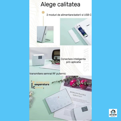 Termostat Smart WiFi compatibil centrale gaz, RF Wireless, touchscreen