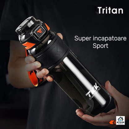 Sticlă sport 1000 ml, Tritan fără BPA, pai, deschidere automată, filtru ceai