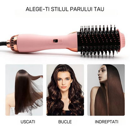 Perie electrică 3 în 1 indreaptă, ondulează, usucă, 1000W, ceramic, ioni