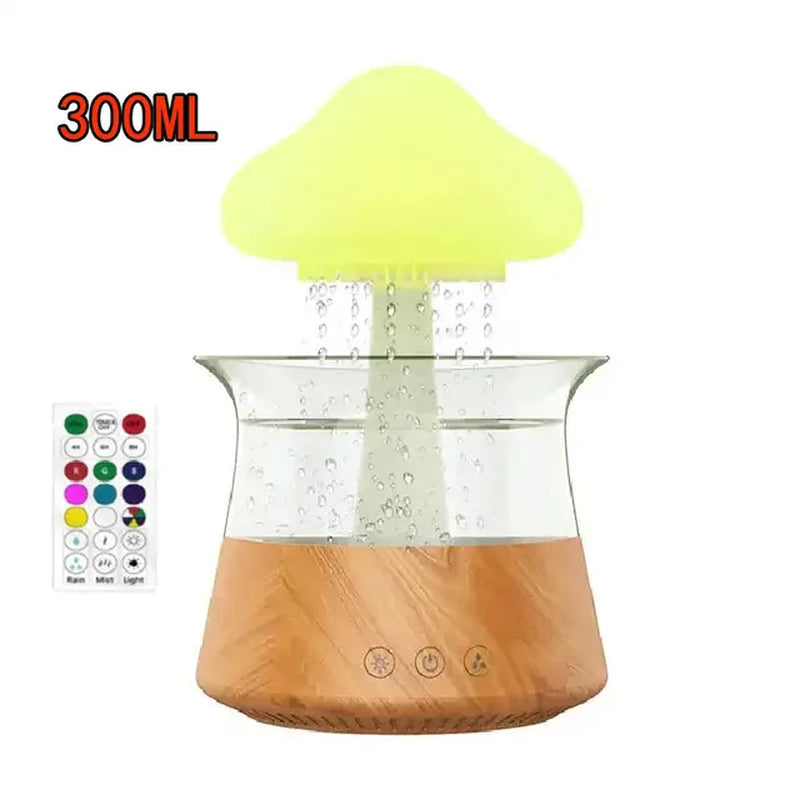 Cloud and Raindrop Humidifier Colorful Mushroom Rain Forest Aromatherapy Machine Household Rain Cloud Landscape LED Table Lamp