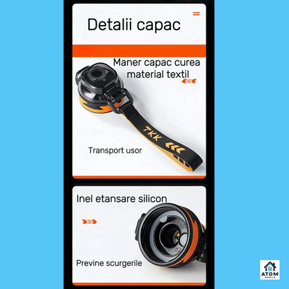 Sticlă sport 1000 ml, Tritan fără BPA, pai, deschidere automată, filtru ceai