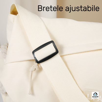 Geantă unisex Lipano – impermeabilă, 29x10x25 cm, stil coreean, buzunare multiple
