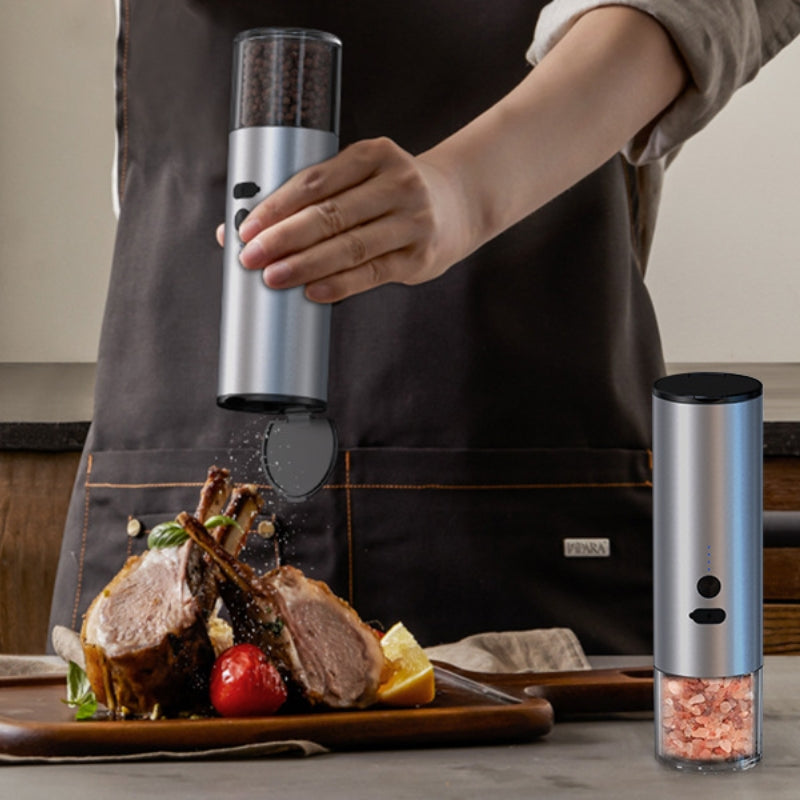 Rechargeable electric grinder set for salt, pepper, and more seasoning