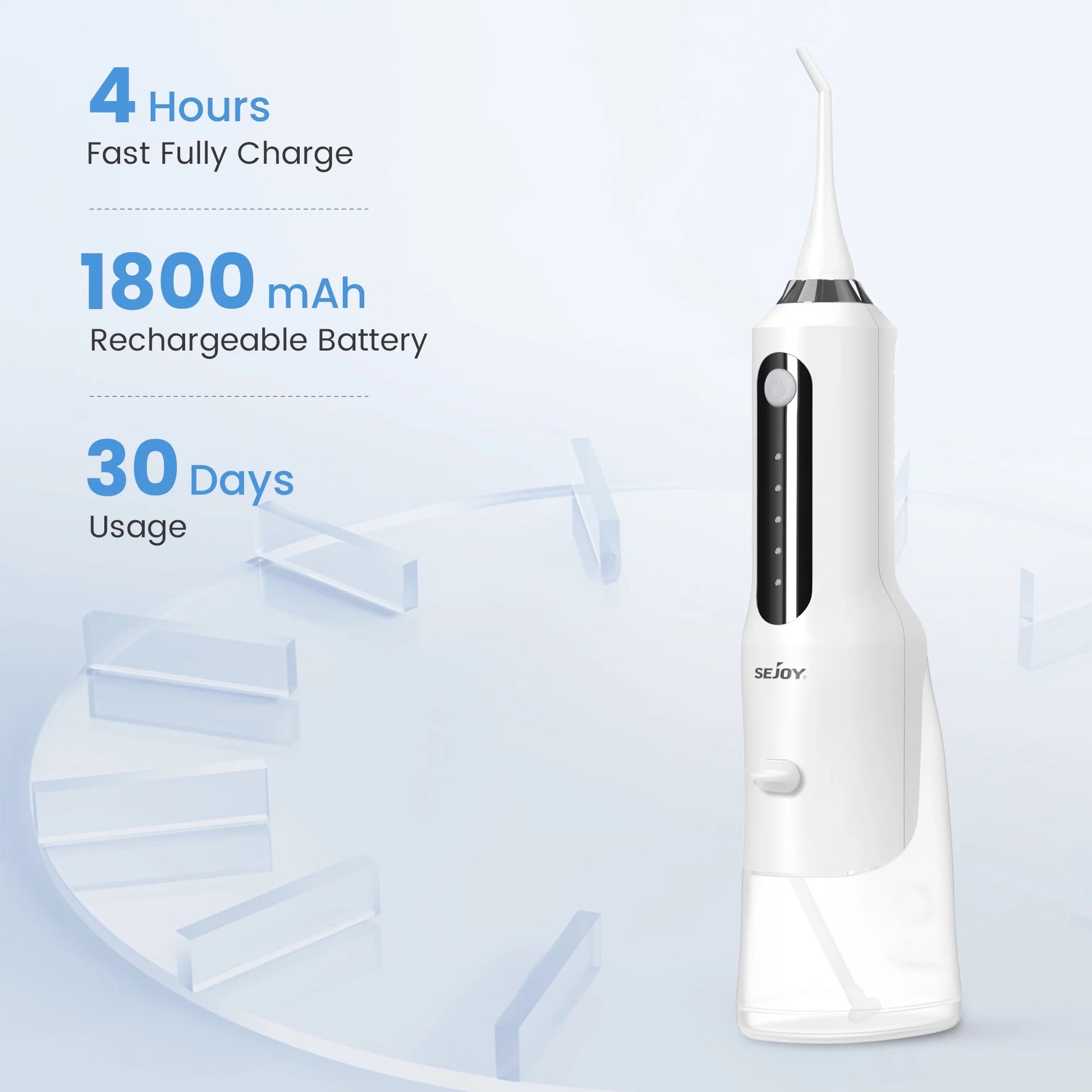 Cordless Water Flosser Dental Teeth Cleaner, Professional 270ML Tank USB Rechargeable Dental Oral Irrigator for Home and Travel, 5 Modes 5 Jet Tips, IPX7 Waterproof, Easy-To-Clean,White