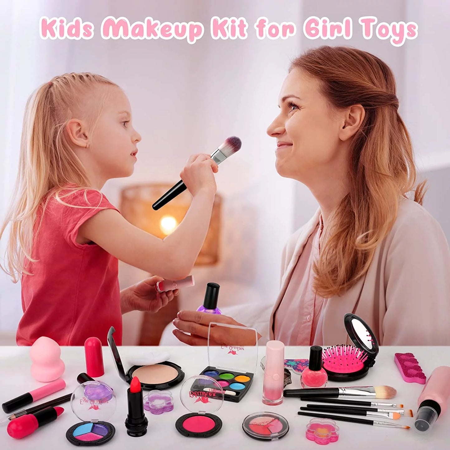 Washable Kids Makeup Kit for Girls Toys with Cute Makeup Bag, Toy for Girls Age 3 4 5 6 7 8 9 10 Year Old (25PCS)