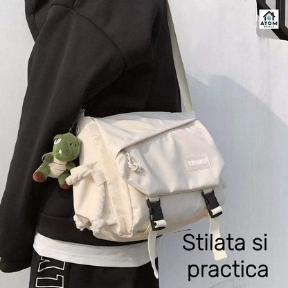 Geantă unisex Lipano – impermeabilă, 29x10x25 cm, stil coreean, buzunare multiple