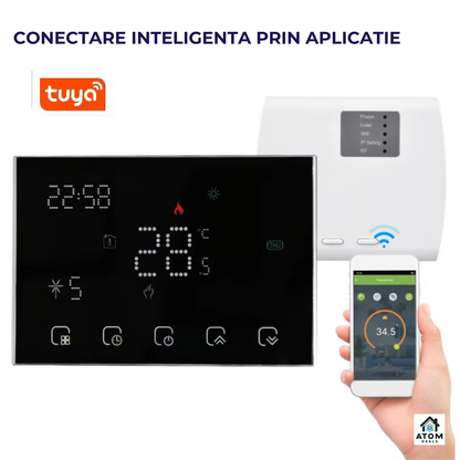 Termostat Smart WiFi compatibil centrale gaz, RF Wireless, touchscreen