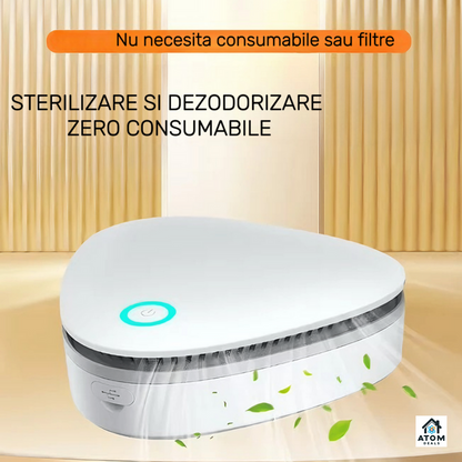 Sterilizator portabil cu ozon ATOM DEALS®️, purificator de aer pentru frigider, dulap, masina, birou, eliminare mirosuri si bacterii, reincarcabil USB, fara baterii, tehnologie UV