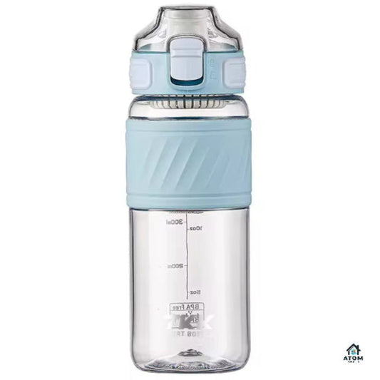Sticlă apă 600 ml – Tritan fără BPA, pai silicon, capac flip, etanșă