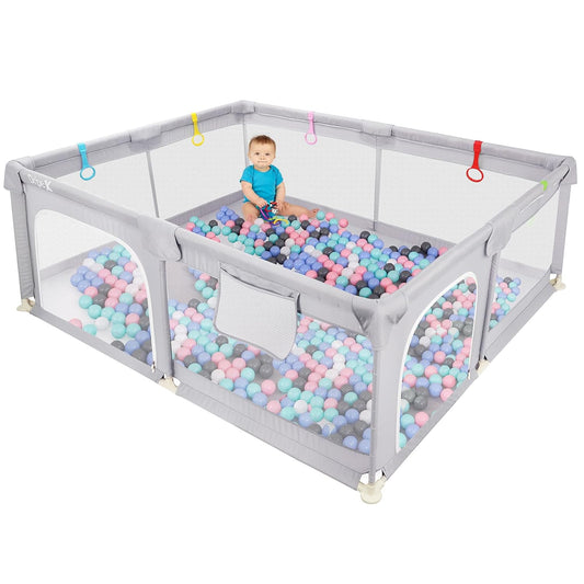 Large Baby Playpen: Safe, Anti-Fall, Washable, Visible, Gate, Grey 🧸