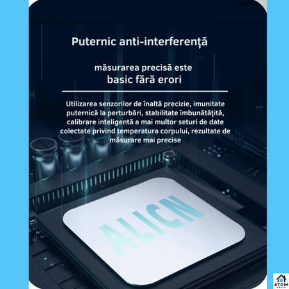 Termometru infrarosu digital 2in1 ATOM DEALS®️, frunte si ureche, pentru copii si adulti, masurare non-contact 1 secunda, precizie ±0.2°C, 32 memorii, afisaj LED, compact si usor, capac protectie, alb