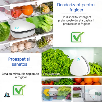 Sterilizator portabil cu ozon ATOM DEALS®️, purificator de aer pentru frigider, dulap, masina, birou, eliminare mirosuri si bacterii, reincarcabil USB, fara baterii, tehnologie UV