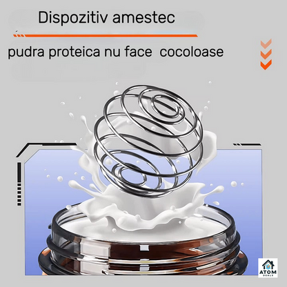 Shaker sport 700 ml – Tritan fără BPA, capac etanș, marcaje dozaj, gri/portocaliu
